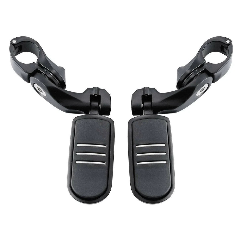 1-1/4" Matte Black Short Angled Highway Bar Footpeg Pedal Clamps for Harley Davidson