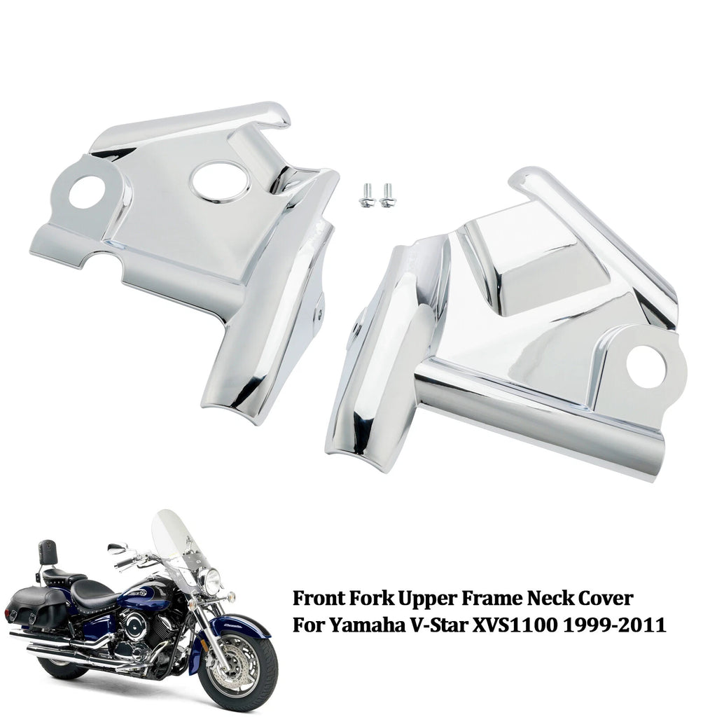 Chrome Front Fork Upper Frame Neck Cover for Yamaha V-Star XVS1100 (1999–2011) T9