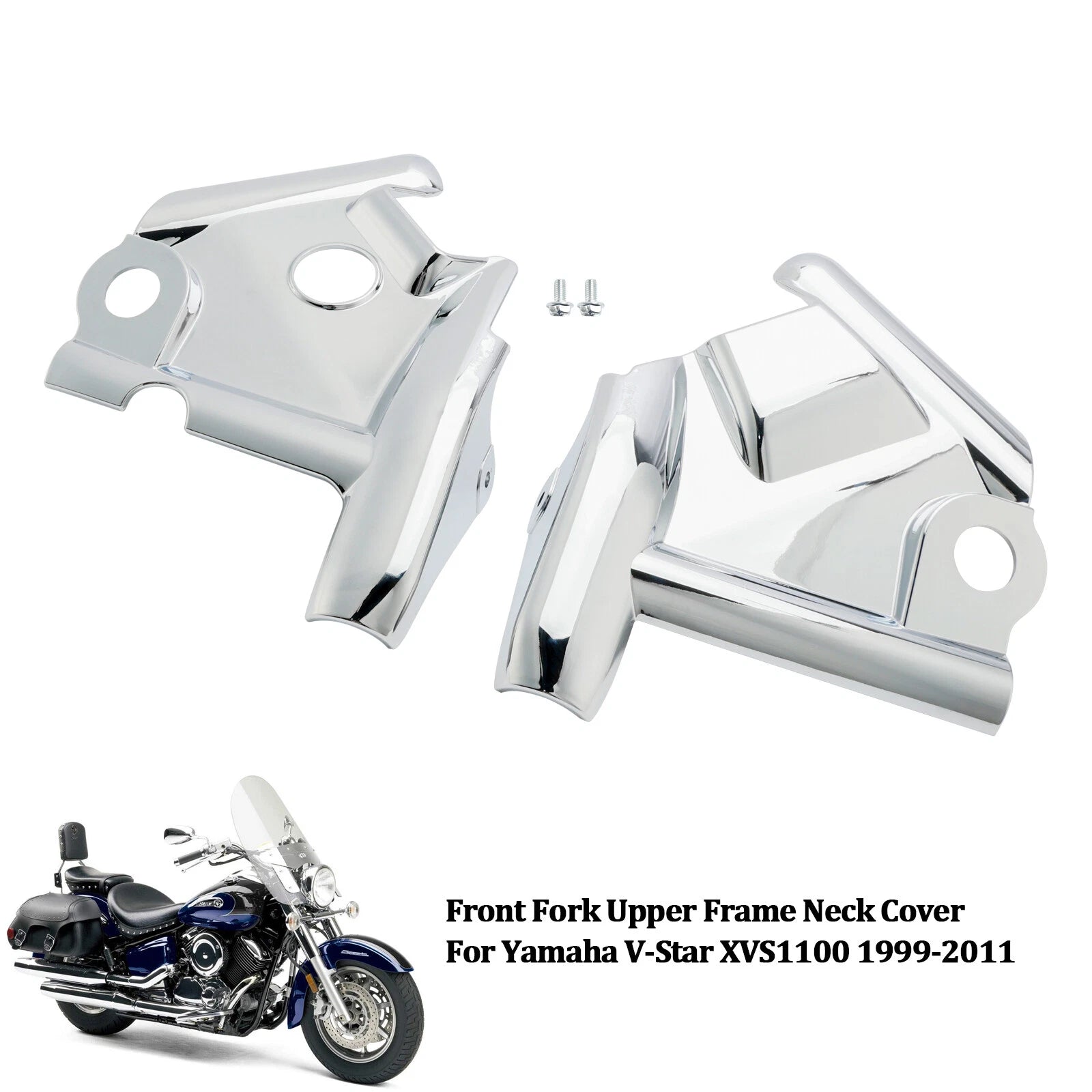 Chrome Front Fork Upper Frame Neck Cover for Yamaha V-Star XVS1100 (1999–2011) T9