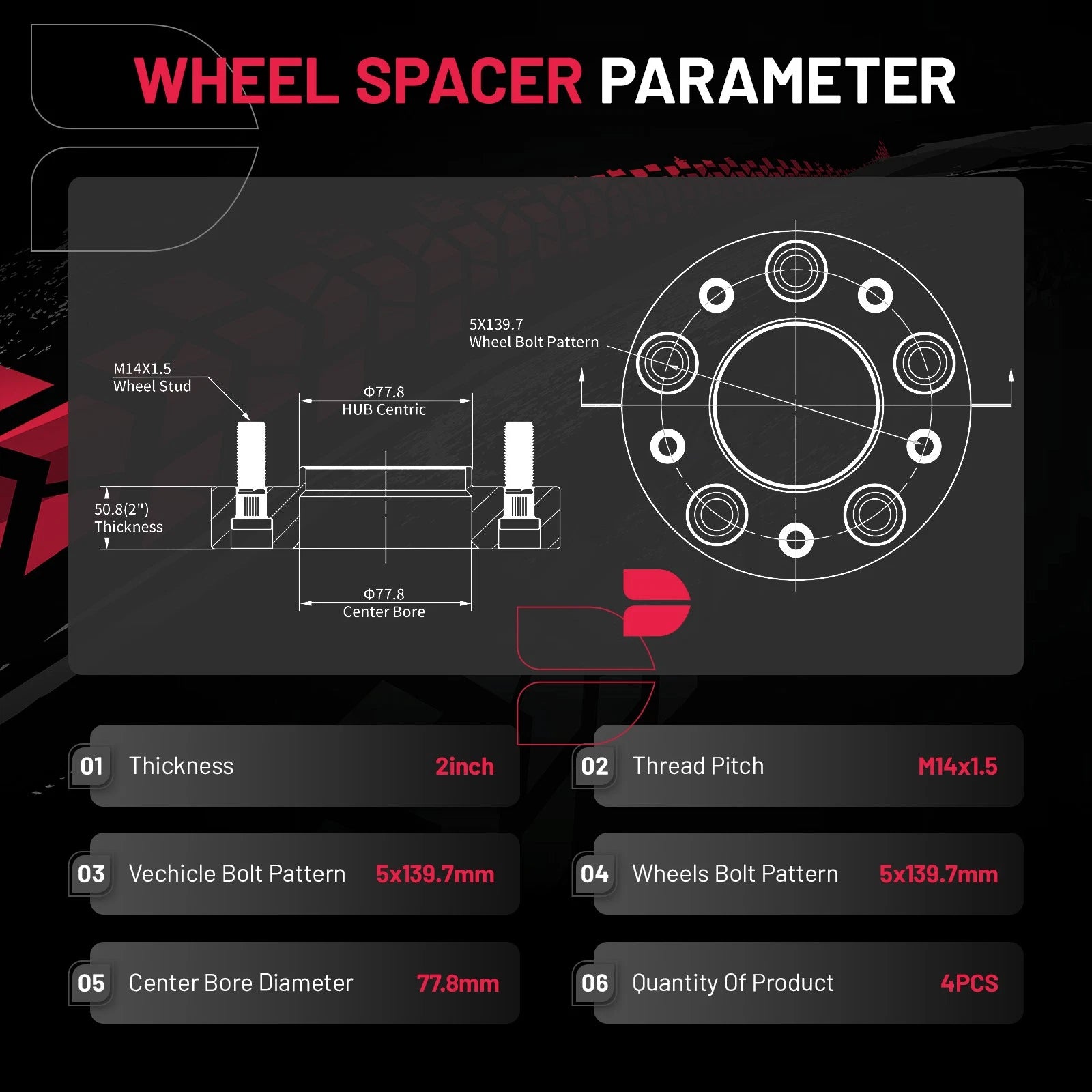 Wheel Spacer Hubcentric 2" 5x5.5 for Ram 1500 Classic (2012-2023)