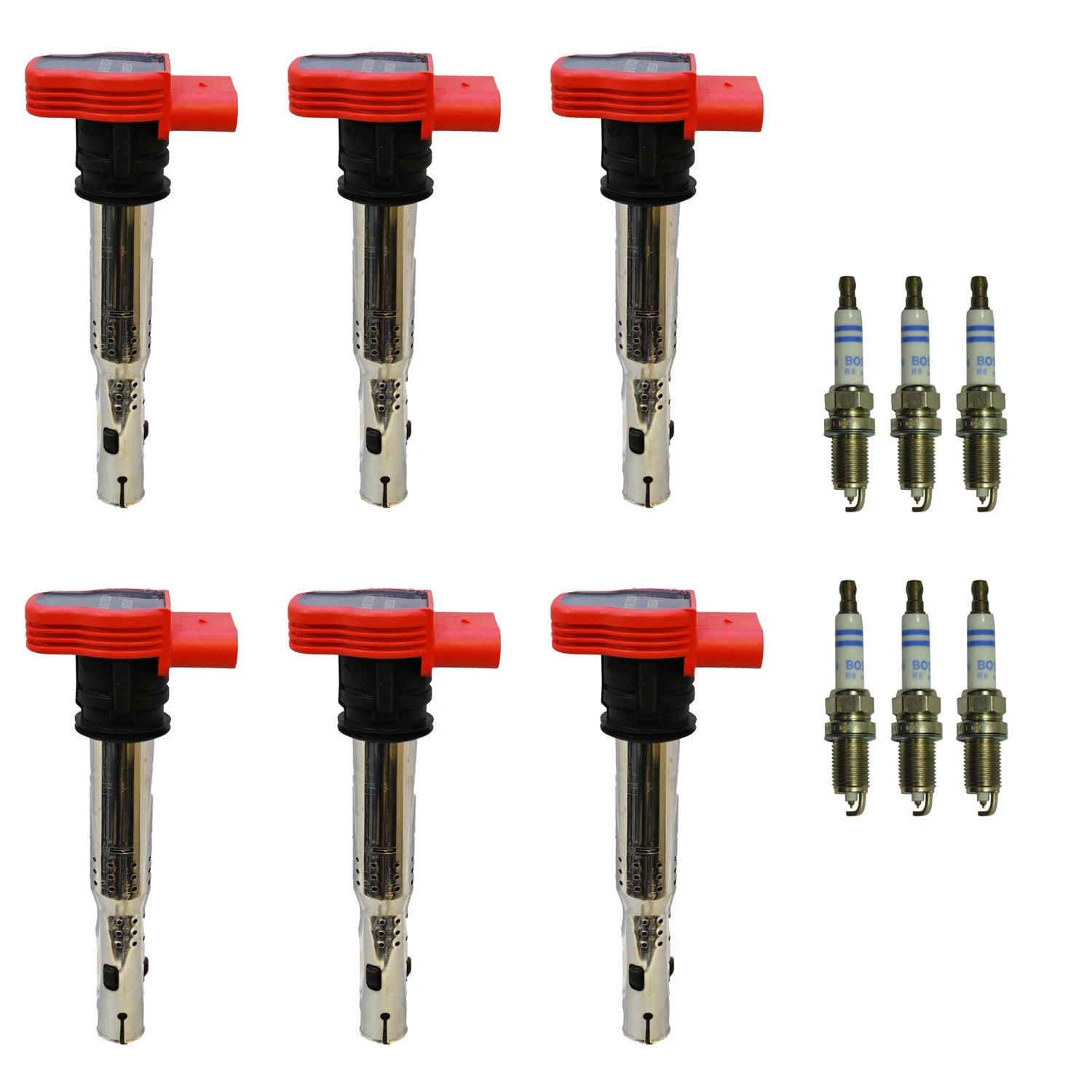 Set of 6 Ignition Coils & Spark Plugs for Audi A6 Q5 S5