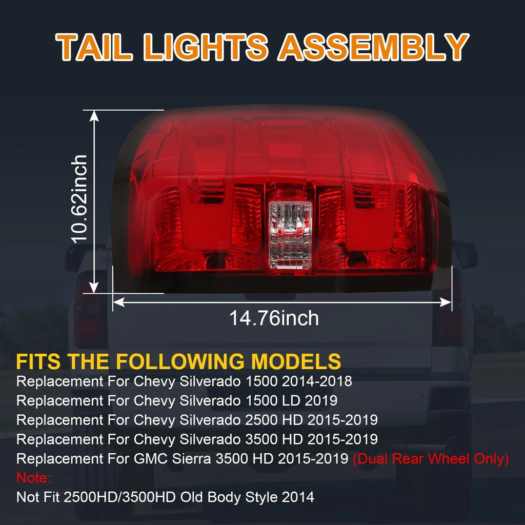 Pair Tail Lights for GMC Sierra 3500 (2015-2019)