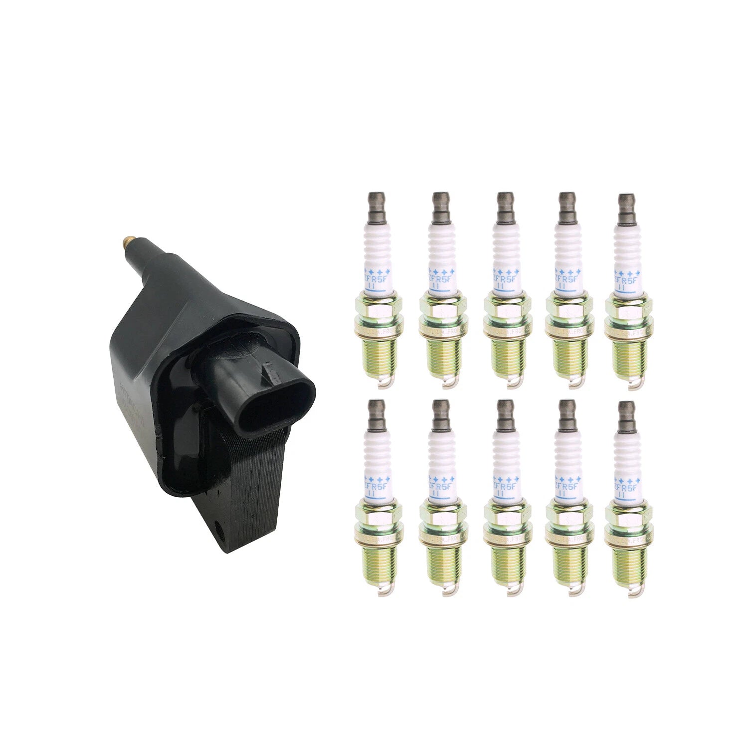 Set of 10 Hitachi Ignition Coils & NGK Platinum Spark Plugs for Ram 2500 (1994–2002)