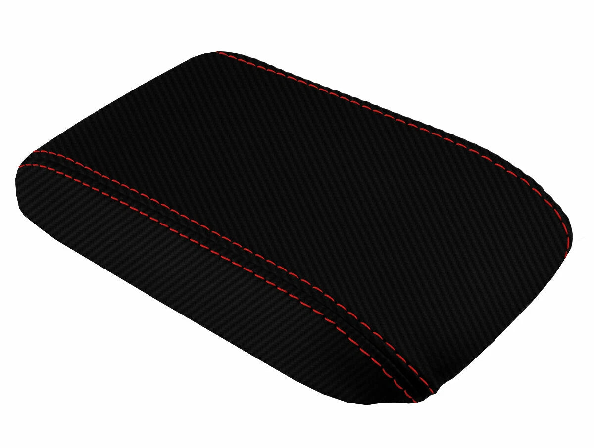 Console Lid Armrest Cover for Honda Prelude (1997–2001) Carbon Fiber Red Stitch