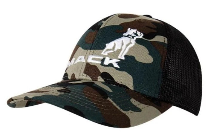 Mack Trucks Trucker Hat Camouflage Front Panel Black Mesh Back Adjustable