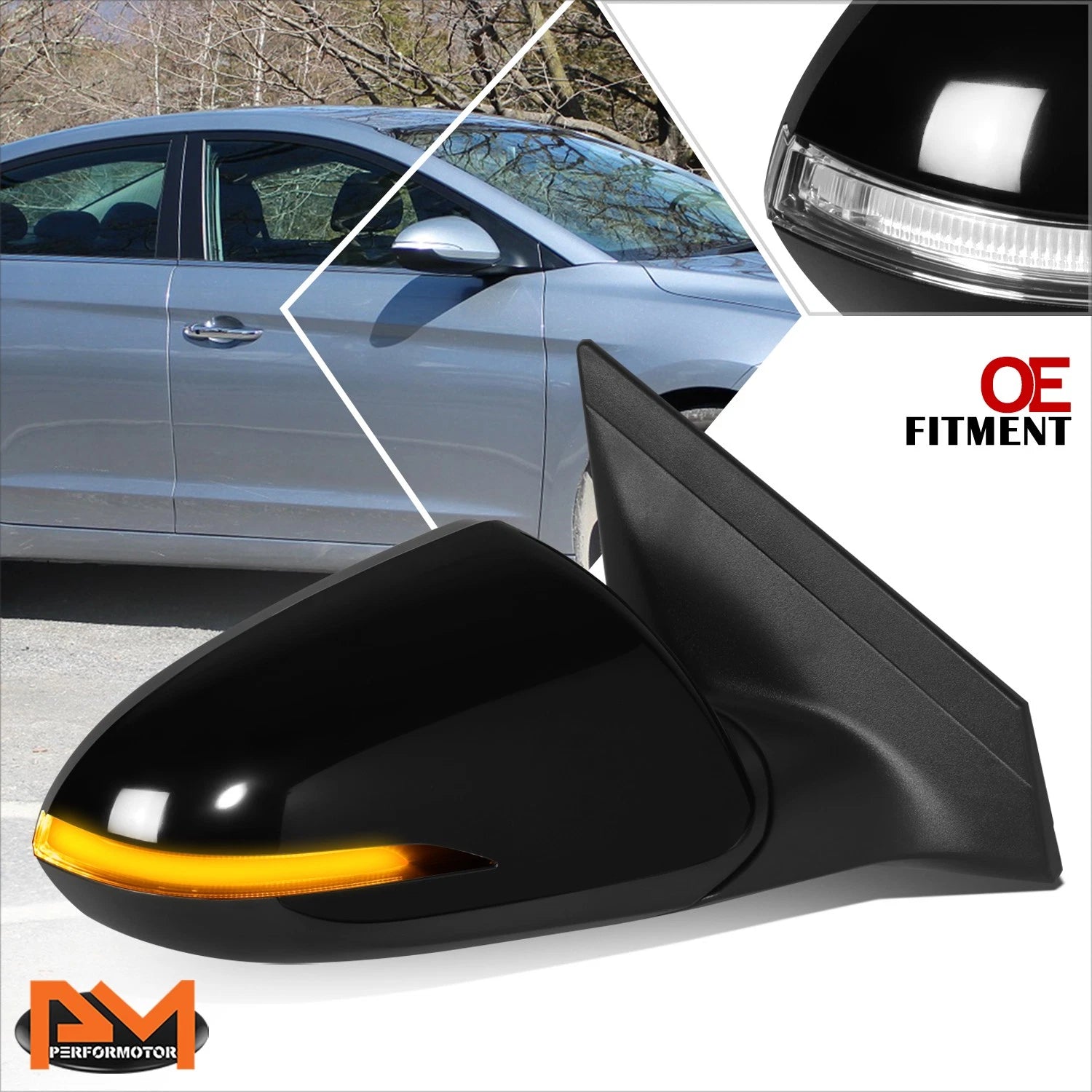 Right Side Door Mirror for Hyundai Elantra (2017–2018) - Heated, Turn Signal