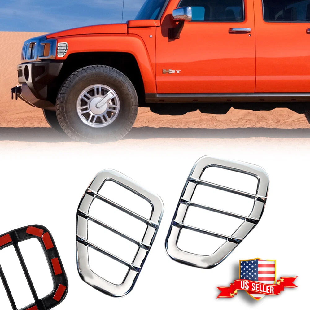 Chrome Front Side Marker Light Guard Covers for Hummer H3 (2006–2010)