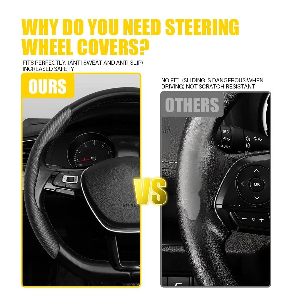 Carbon Fiber Steering Wheel Booster Cover for Universal Fit (15"/37-38CM)