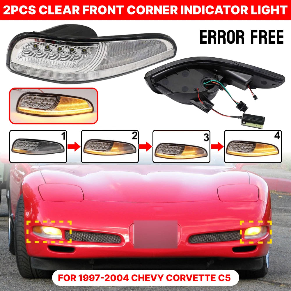 Turn Signal Lights for Chevy Corvette C5 (1997–2004) - Clear DRL Parking Light