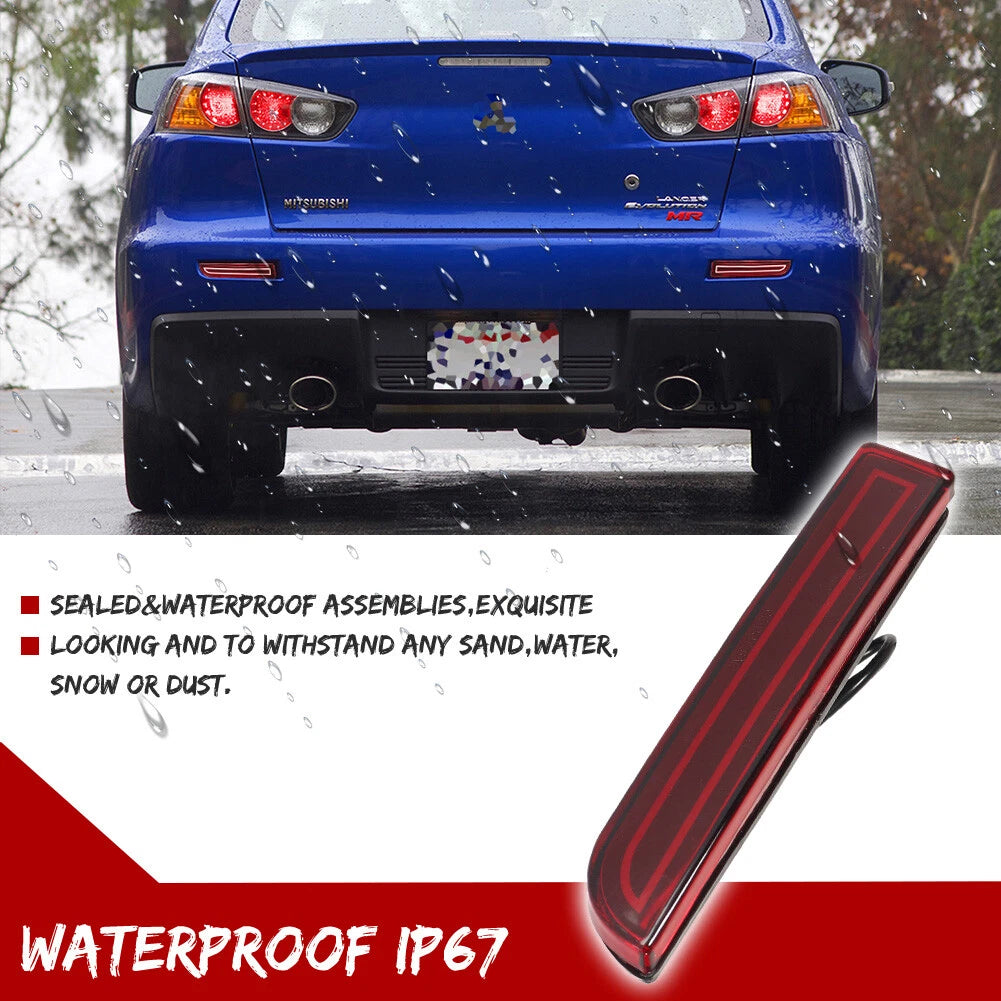 LED Brake Stop Lights Red Lens Bumper Reflector for Mitsubishi Lancer EVO X