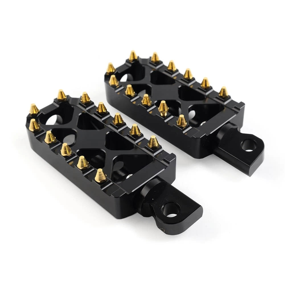 Foot Pegs for Harley Touring, Softail, Dyna (2010–2023) - MX Style, Black/Gold