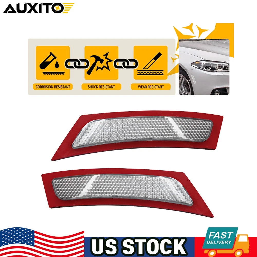 Pair Clear Front Bumper Side Marker Reflectors for BMW F10 528i 535i (2011–2014)