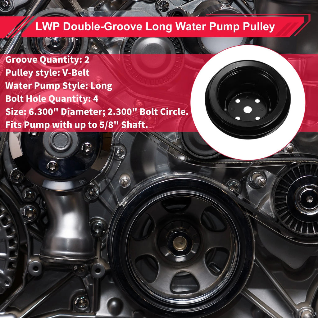 2 LWP Double-Groove Long Water Pump Pulley for Chevy Big Block 396 427 454 (1965–1968)