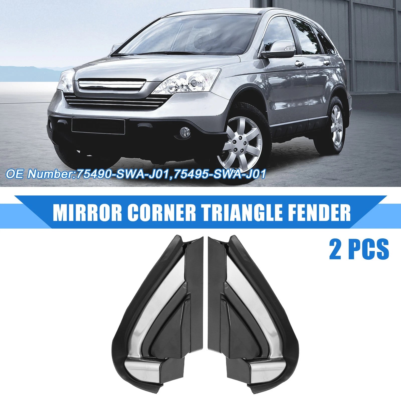 2pcs Mirror Corner Triangle Fender Cover for Honda CR-V (2007–2011) 724117569266