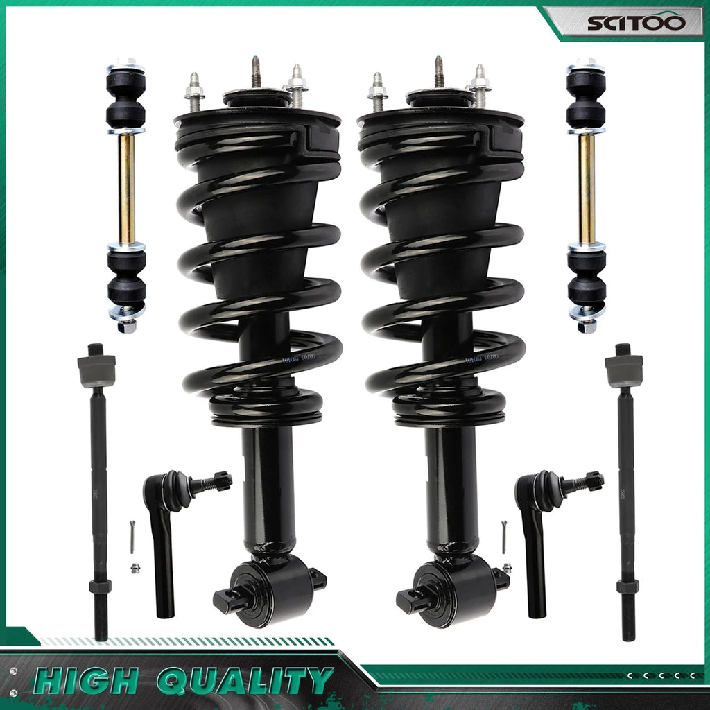 Set of 4 Front Struts Sway Bars Tie Rods for Chevrolet Silverado GMC Sierra 1500 (2014–2018)