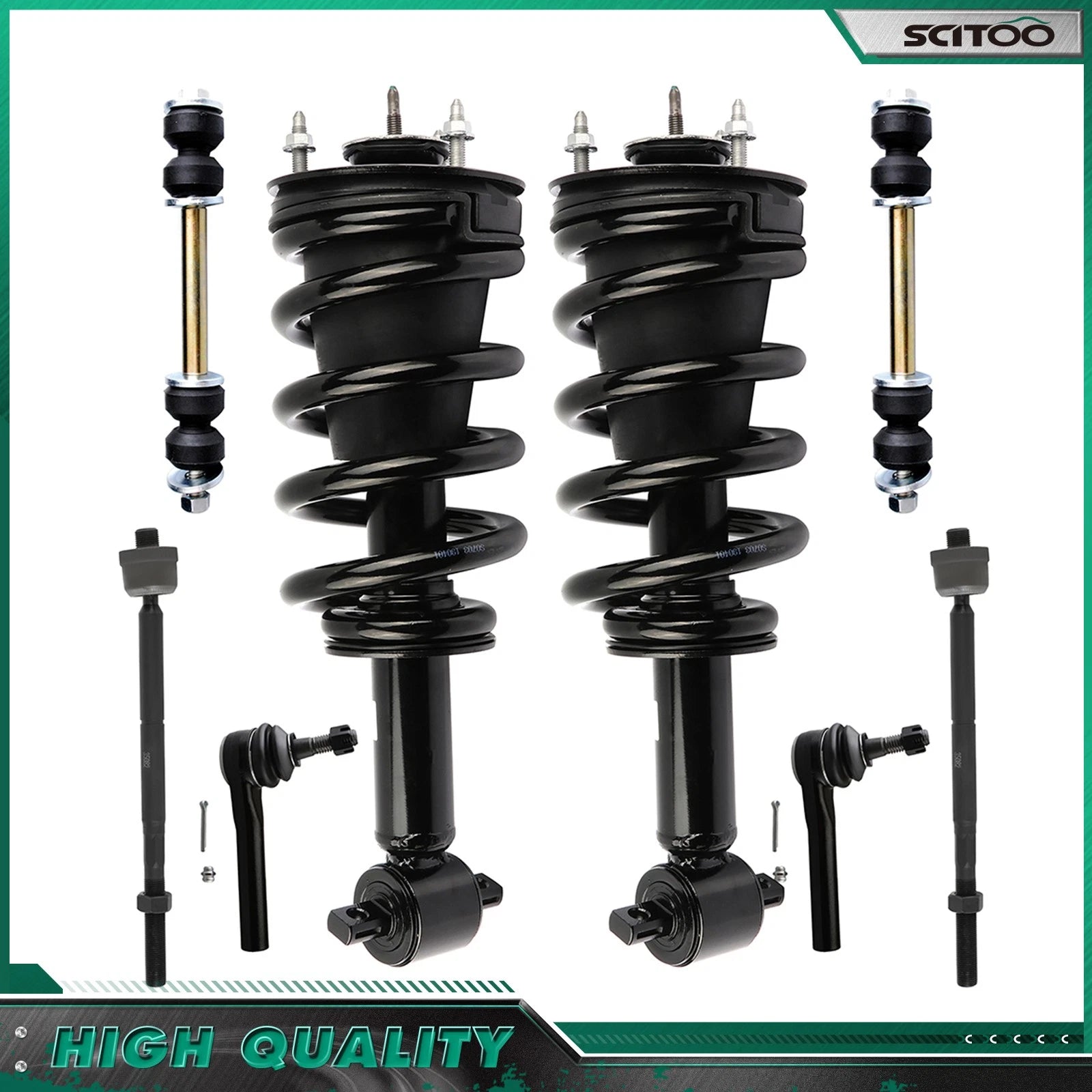 Set of 4 Front Struts Sway Bars Tie Rods for Chevrolet Silverado GMC Sierra 1500 (2014–2018)