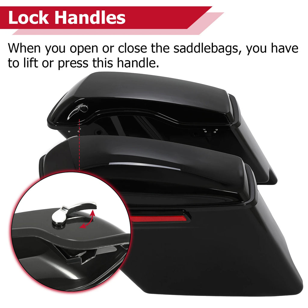 5" Stretched Extended Hard Saddlebags for Harley Touring Street Glide (2014-2024)