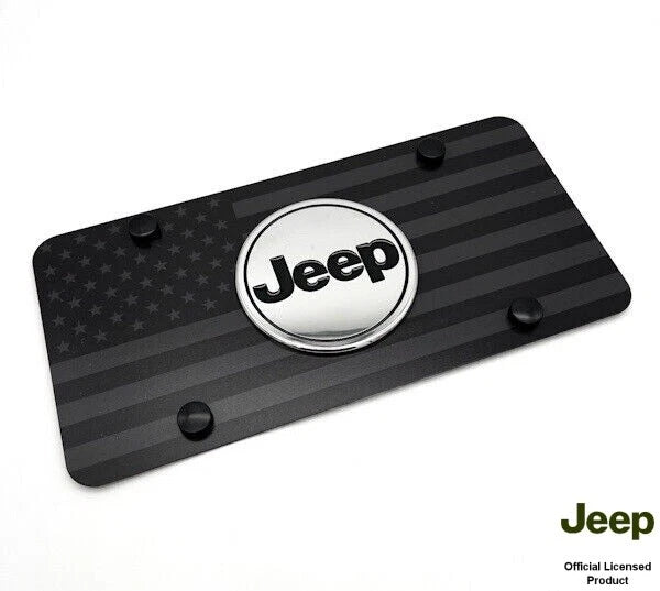 American Flag License Plate Cover with Jeep Script for Jeep Wrangler (2018–2024)