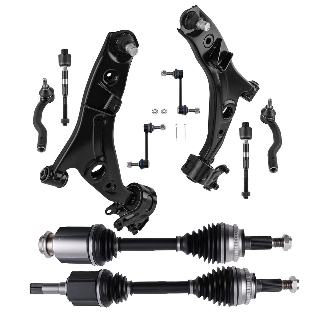 10pc Front Lower Control Arm & Sway Bar CV Axle Shaft for Edge MKX (2007–2015)