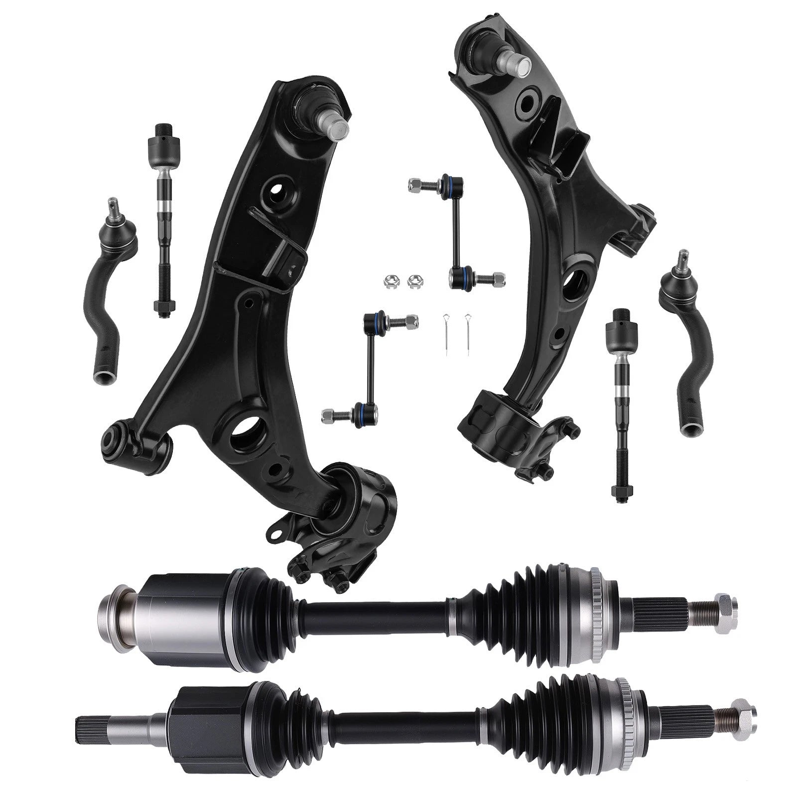 10pc Front Lower Control Arm & Sway Bar CV Axle Shaft for Edge MKX (2007–2015)