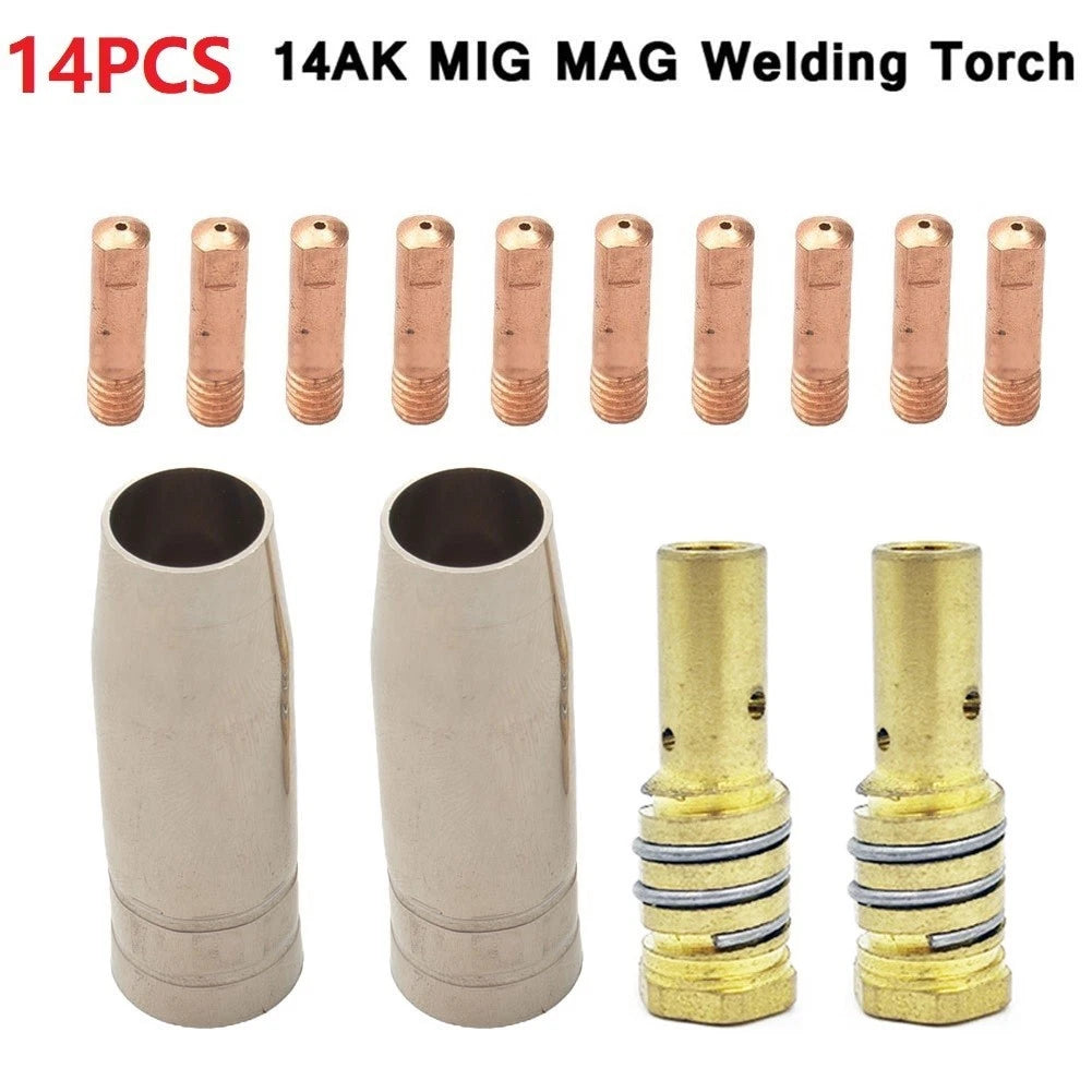 14Pc Torch Gas Nozzle Tip Holder for MIG Welding (Fits )