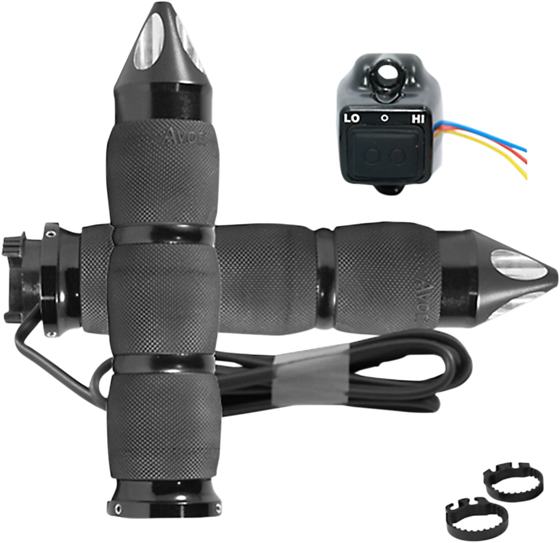 Heated Grips for Metric Motorcycles (AVON MT-AIR-90-A-S-H) - Black Spike
