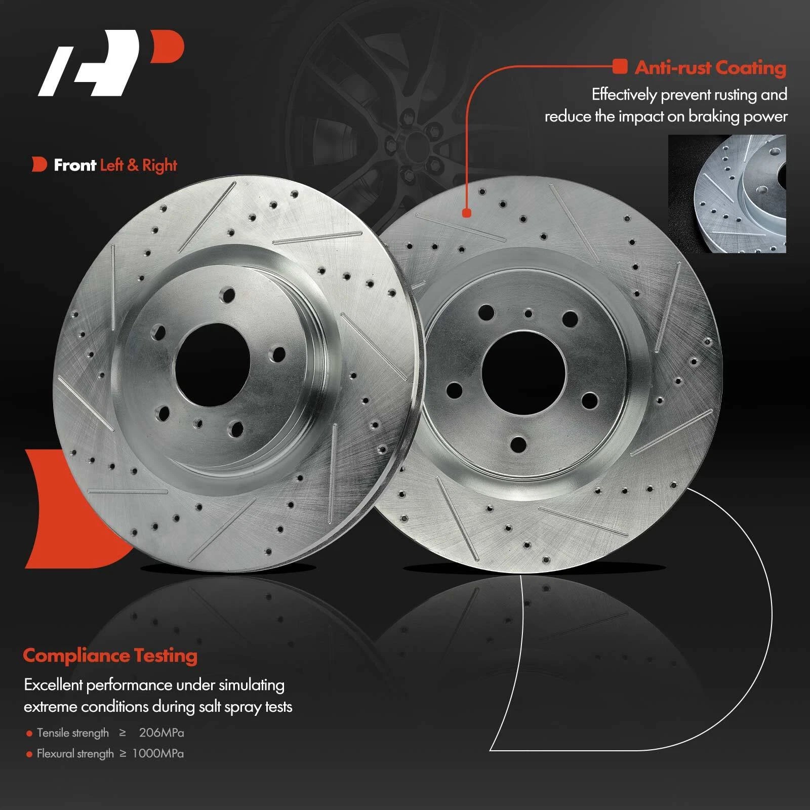 Front Drilled Brake Rotors & Ceramic Pads for Nissan 350Z (2003–2008)