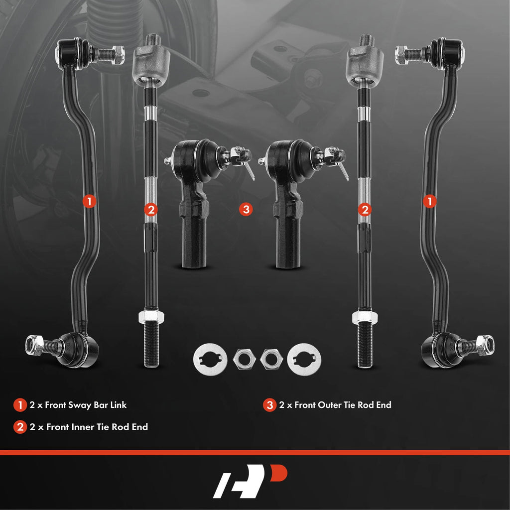 6x Front Sway Bar End Links & Tie Rod Ends for Nissan Altima Maxima (2002–2022)