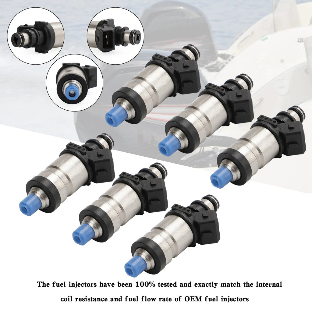 Set of 6 Fuel Injectors for Mercury Outboard 150-300 HP (1998–2005)