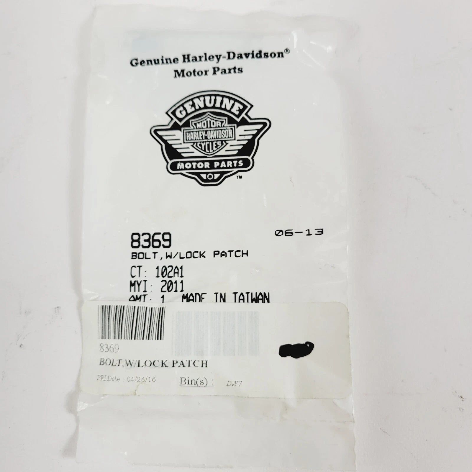 Bolt with Lock Patch 8369 for Harley-Davidson