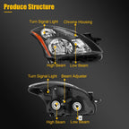 2X Headlight Assembly for Nissan Altima (2010–2012) Black Housing
