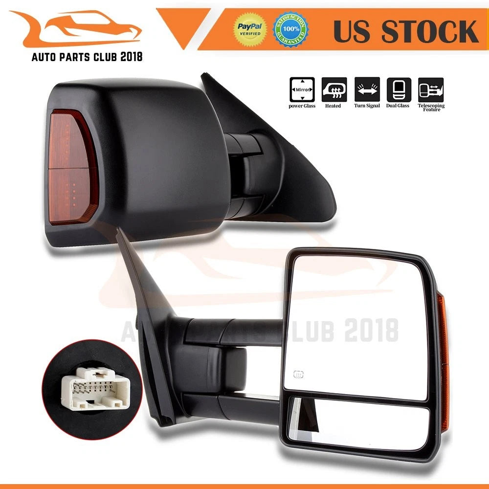 Set of 2 Power Signal Heated Towing Mirrors for Toyota Tundra (2007–2016)