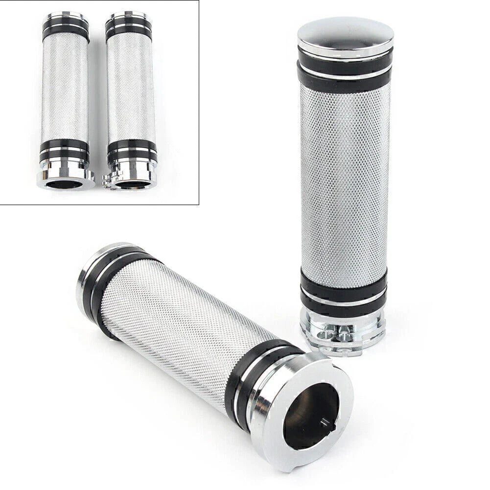 1'' Chrome Handlebar Grips for Harley Sportster, Dyna, Softail, Touring