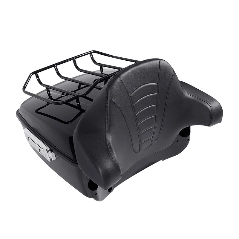 Black King Trunk Backrest Rack for Harley Touring Road Street Glide (2014–2026)