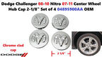 Set of 4 Center Wheel Hub Caps for Dodge Challenger (2008–2010) & Nitro (2007–2011)