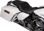 Freedom Seat for Harley FLH (Drag Specialties) - Vinyl, Double Diamond Black Stitch