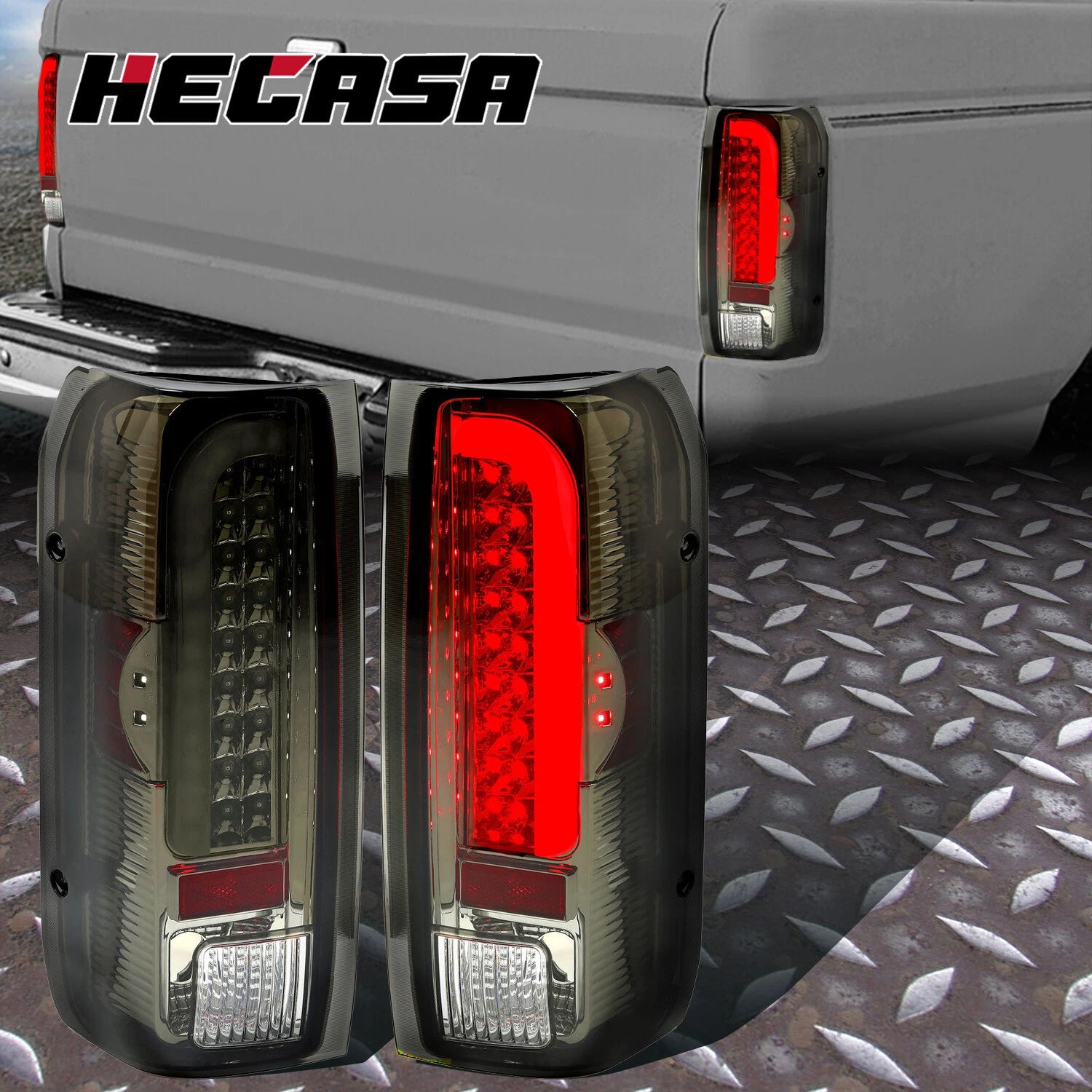 Set of 2 LED Smoked Brake Tail Lights for Ford F150 F250 F350 (1990–1997)