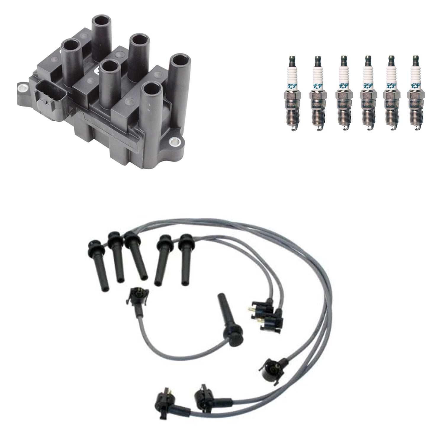 Denso Ignition Coil Wires & 6 Iridium TT Spark Plugs for Mazda MPV (2000–2006)