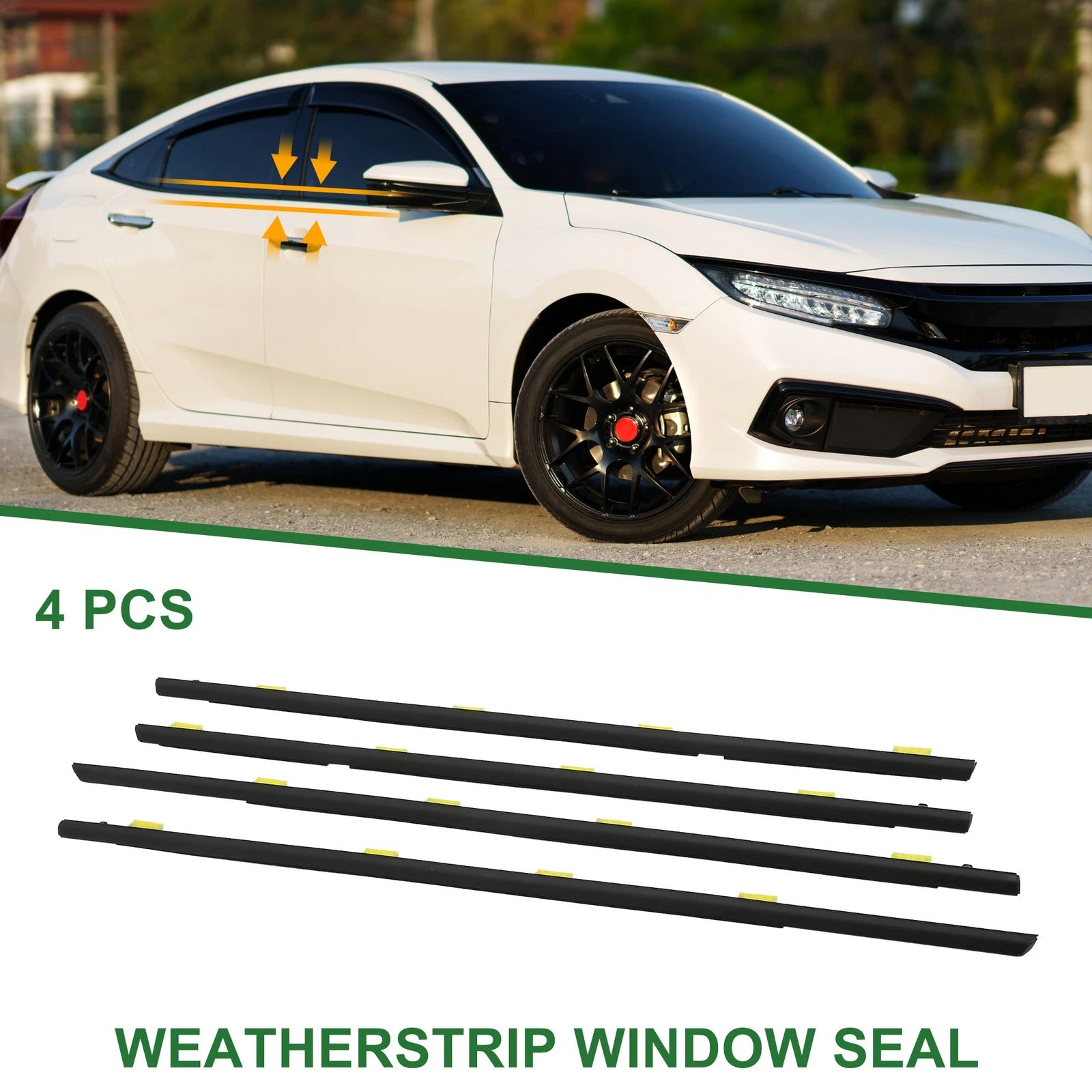 Set of 4 Weatherstrip Window Seal No.72410S5A003 for Honda Civic (2001–2005)