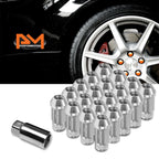 Set of 20 M12X1.5 Silver JDM Open End Cone Hex Wheel Lug Nuts + 25mm Extension