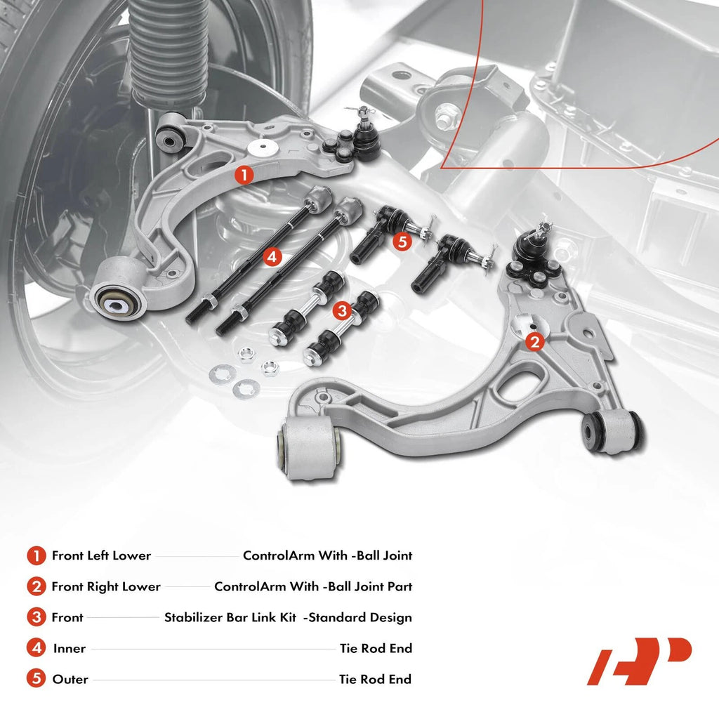 Set of 10 Wheel Hub Bearing Control Arm Sway Bar Kit for Buick Cadillac