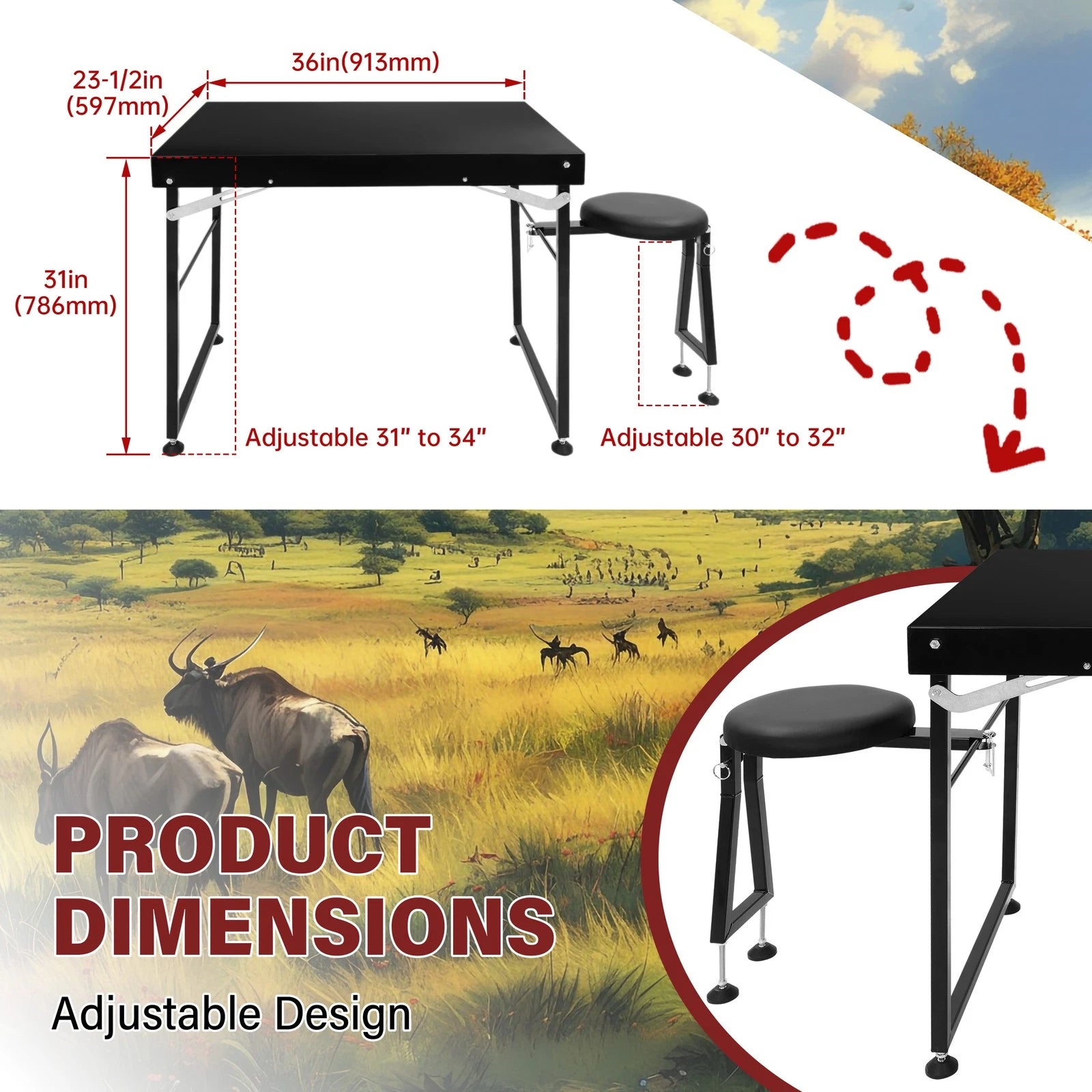 Shooting Table with Padded Seat for Long Range Shooting