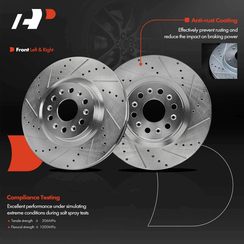 Set of 6 Drilled Brake Rotors & Pads for Cadillac XT5, Buick Enclave