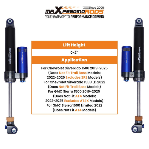 0-2" Lift Rear Shocks w/ Reservoir 10 Way Damper Adj. for GMC Sierra 1500 (2019–2023)
