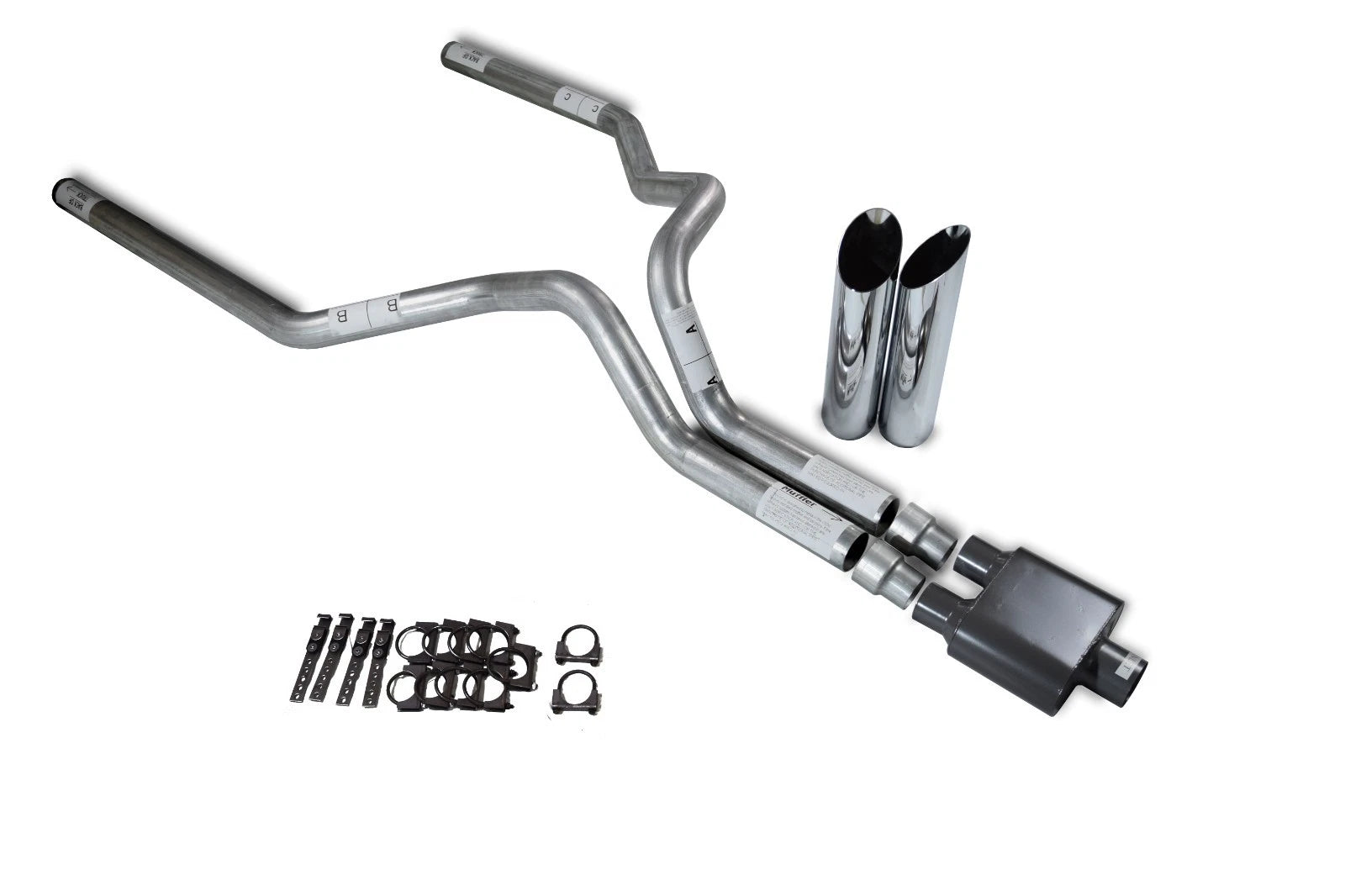 Dual Exhaust Kit for Chevy GMC 1500 Truck (1996–1999) 3" Slash Tips
