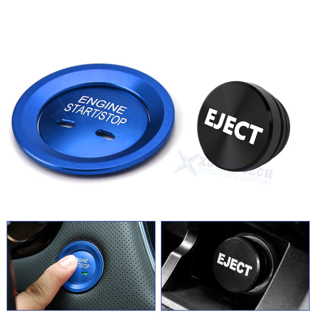 Blue Engine Start + Black Cigarette Lighter Eject Button Cover for Chevrolet GMC (2003–2024)