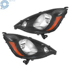Set of 2 Black Halogen Headlights for Honda Fit Sport (2009–2011)