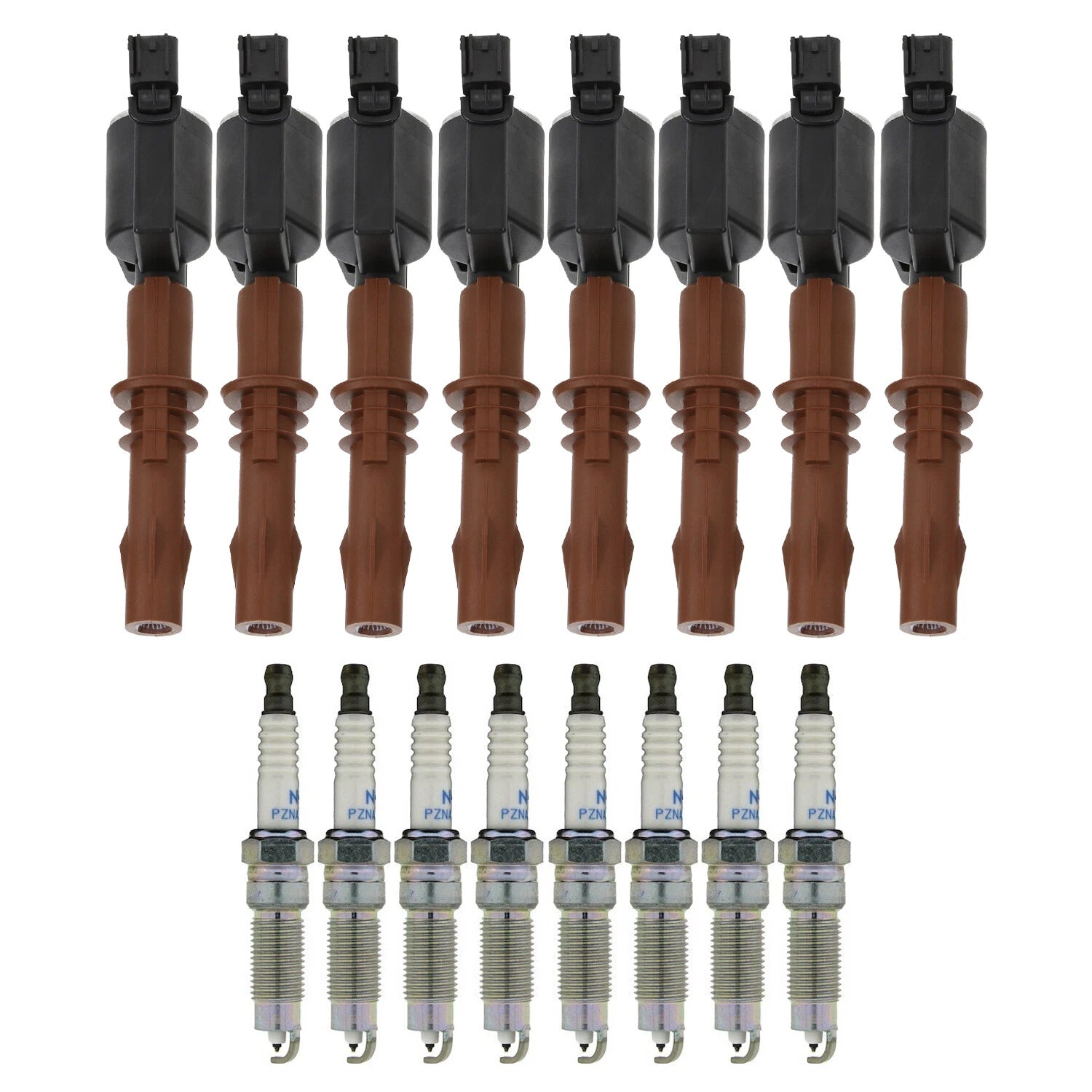 Set of 8 Ignition Coils & NGK Laser Platinum Spark Plugs for Expedition V8
