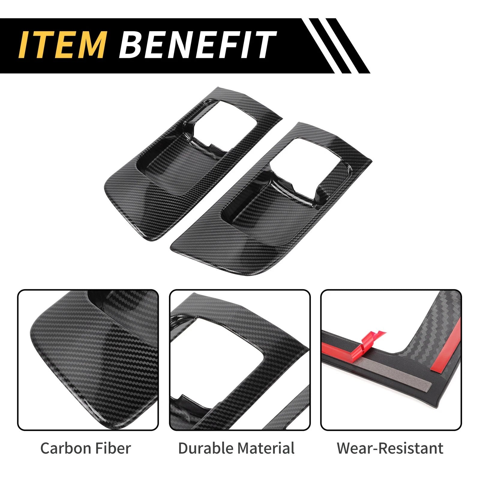 Set of 1 Carbon Fiber Pattern Front Door Handle Bowl Cover for Toyota Tundra (2014–2021)