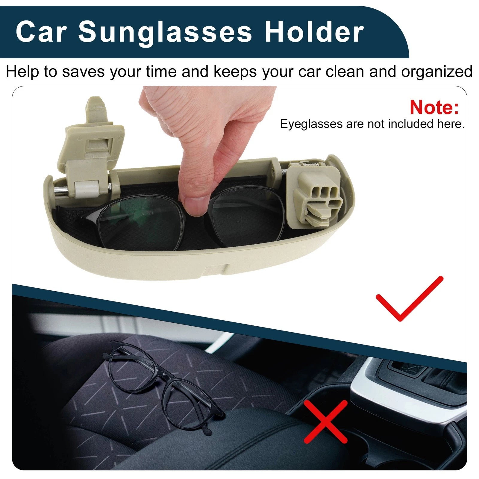 Sunglasses Case for Volkswagen Golf (2010–2023) Eyeglasses Holder Beige